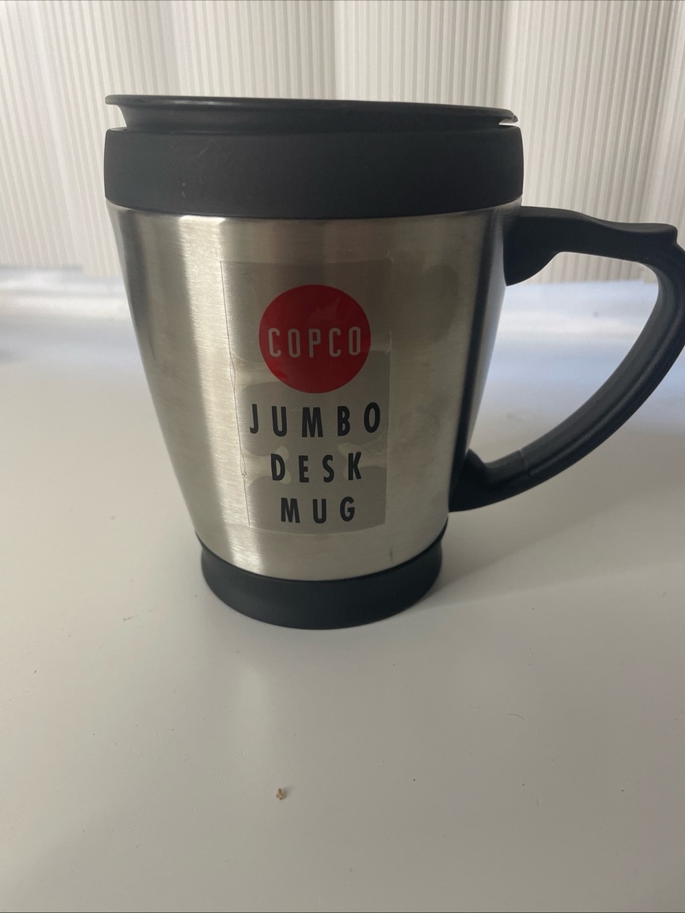 Jumbo Desk Mug Black And Silver Stainless Steel Spill Resistant